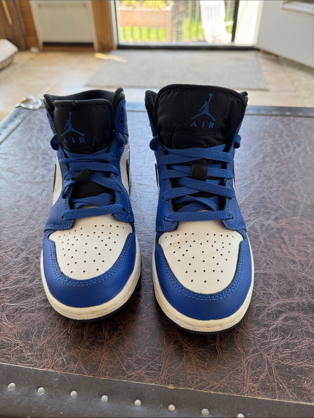 Nike Kids Air Jordan High-Top Sneakers in Blue, White and Black